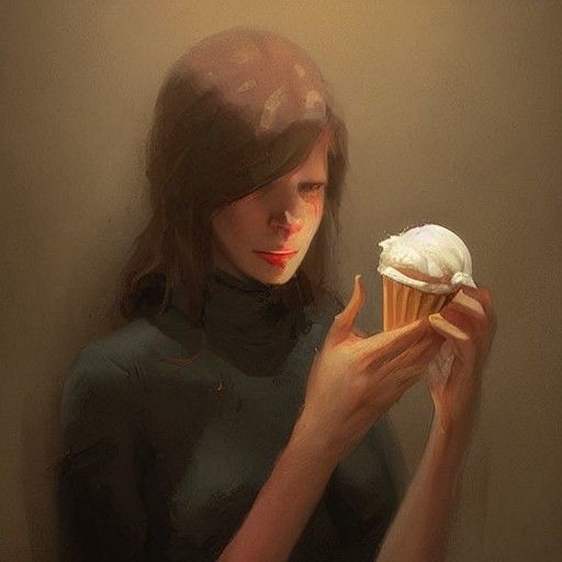 Sad Woman's Ice Cream: A Gothic Digital Painting