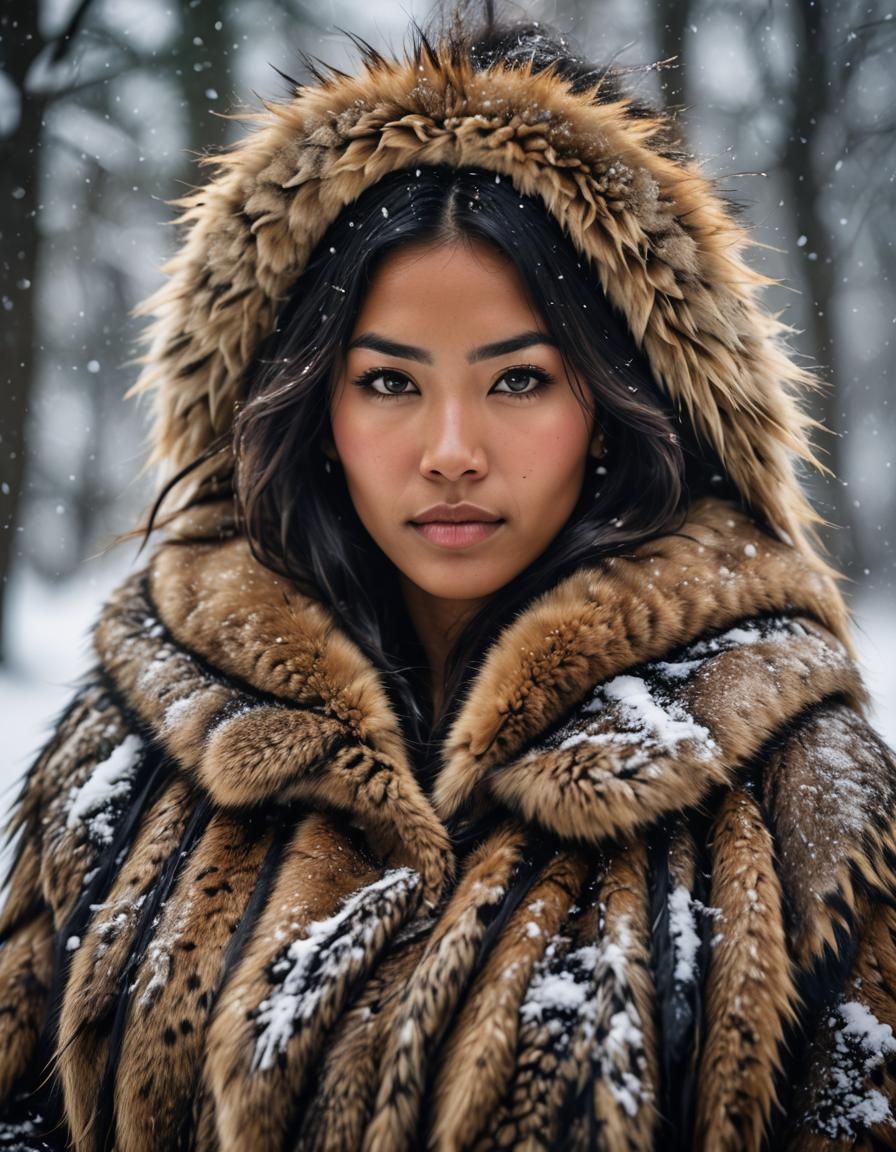 Icy Palaeolithic Woman in Animal Furs
