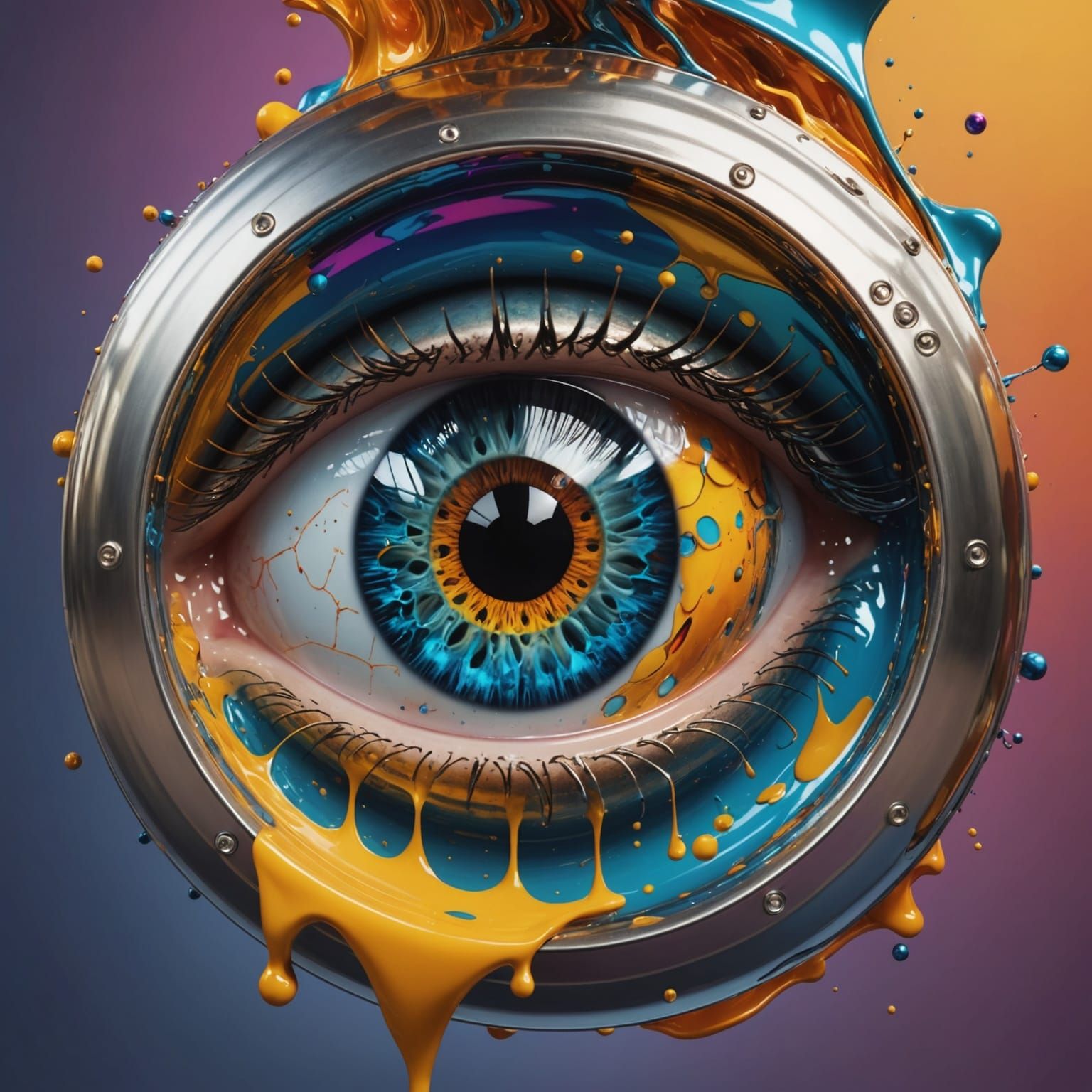 Hyperrealistic Eye Swirling with Color in 3D