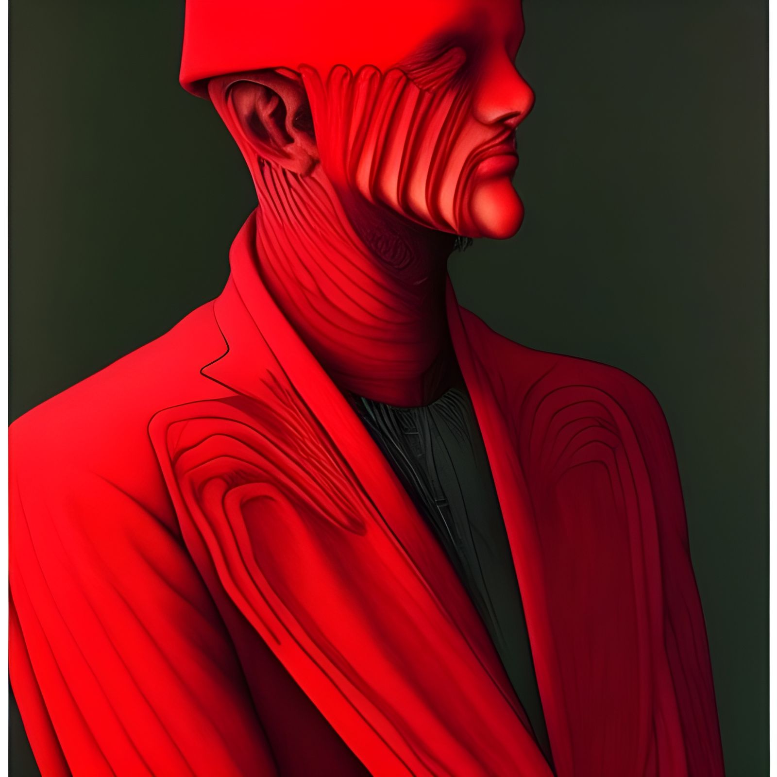 Macabre Elegance: Man in Red Velvet Jacket