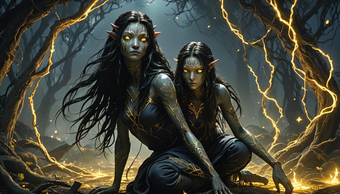Eerie Na'vi Crouching in Twilight