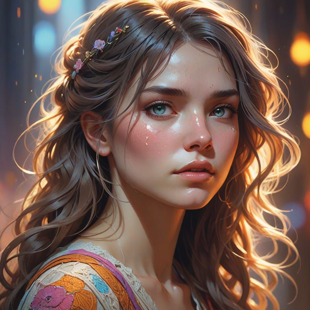 Abstract 3D Portrait of a Young Woman