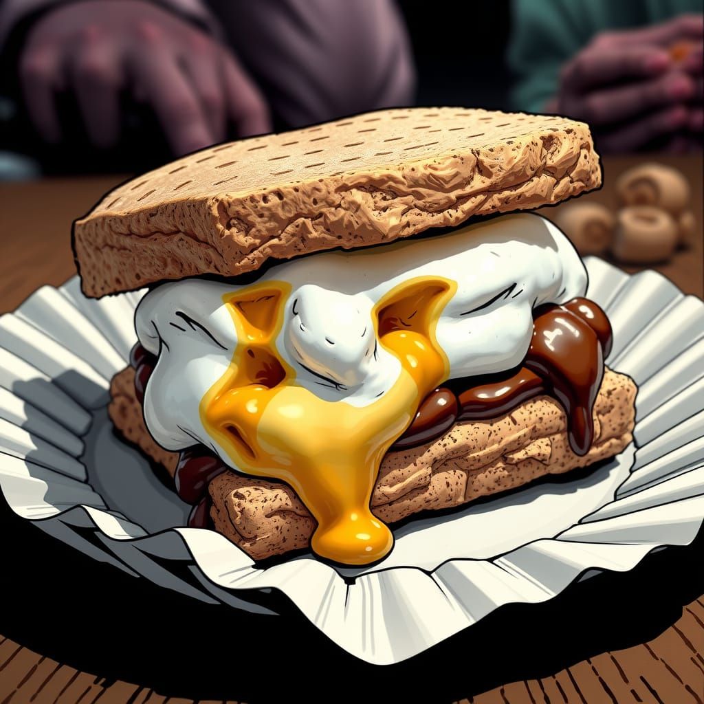 Hyper-Realistic S'more in Comic Book Style