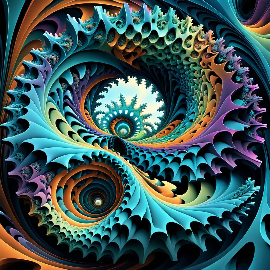 Abstract Fractal Landscape in 3D Colors