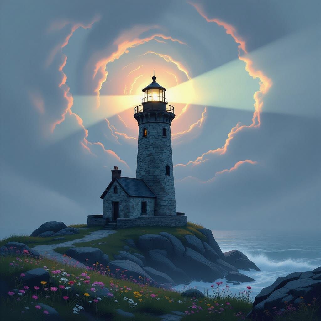 Lighthouse Beacon Illuminates Dreamlike Nebula