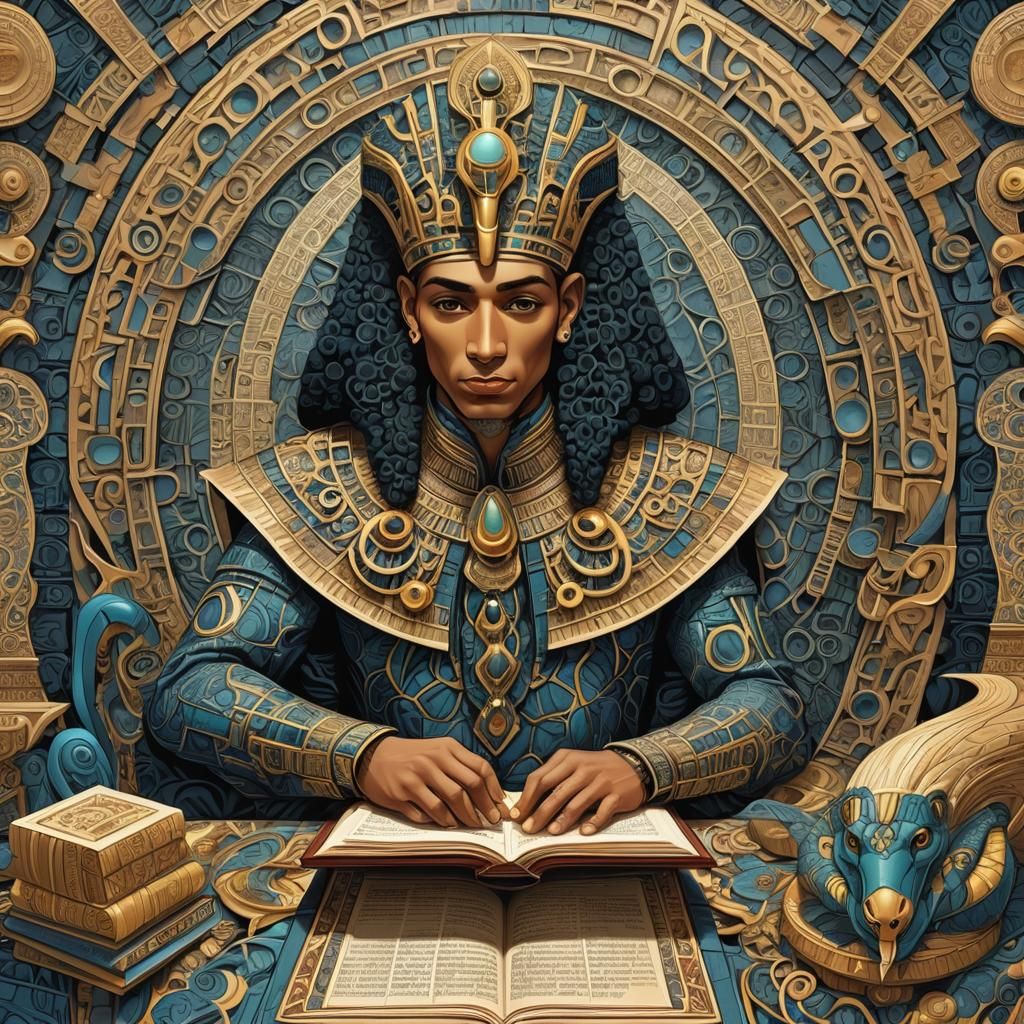 Egyptian Prince and Book of Thoth Fractal Art