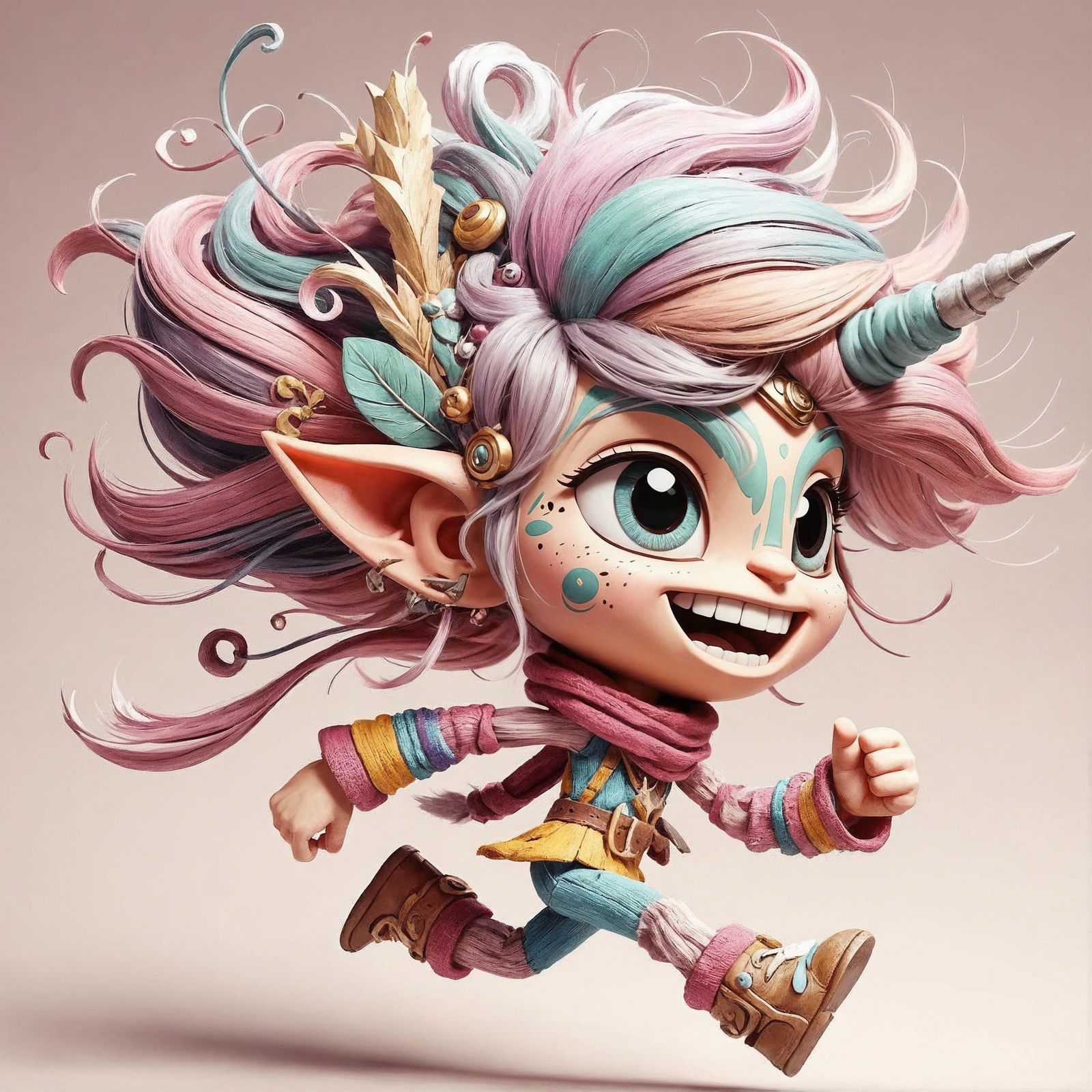 Whimsical Fantasy Character with Expressive Emotions