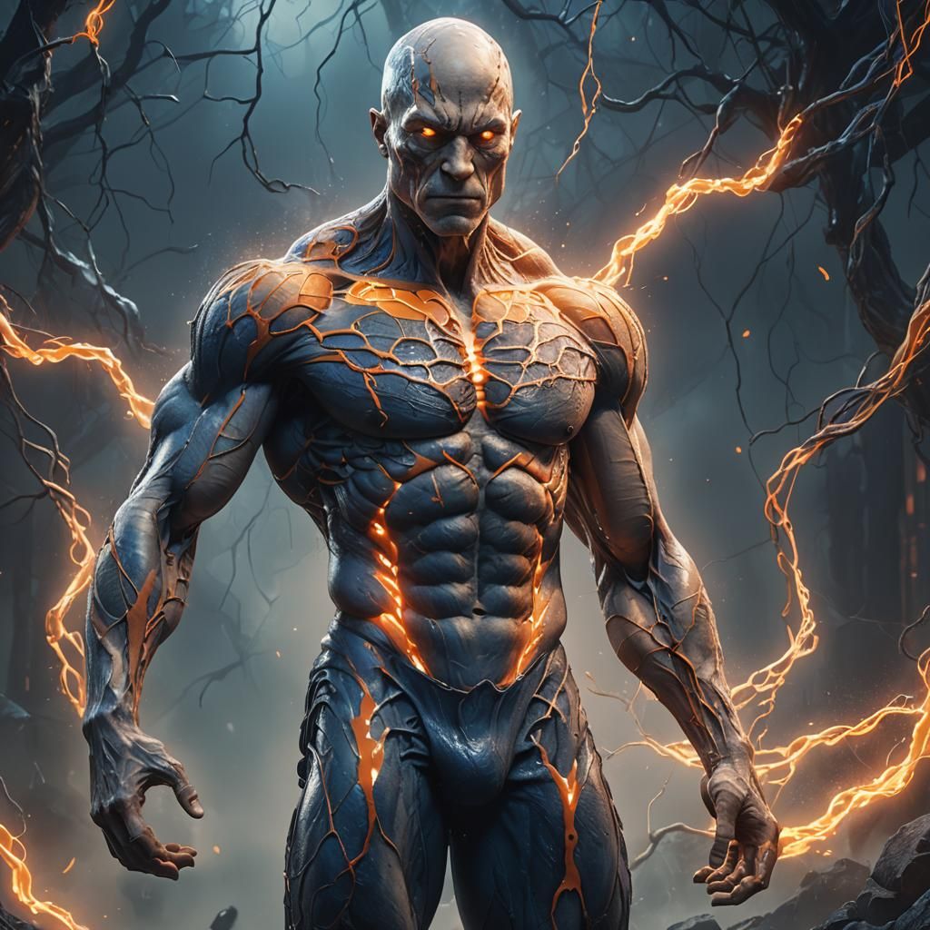Futuristic Anatomical Art with Glowing Veins