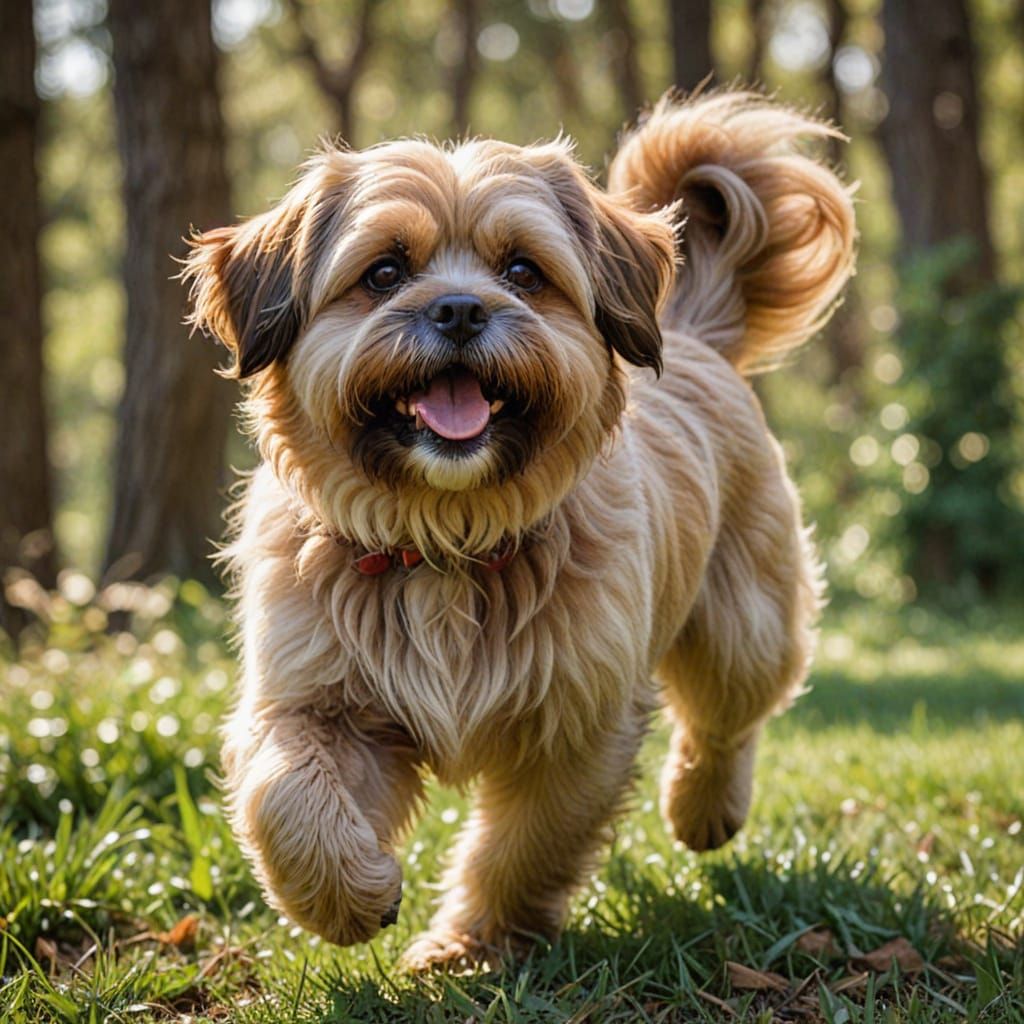 Joyful Brown Lhasa Apso in Whimsical Impressionist Style