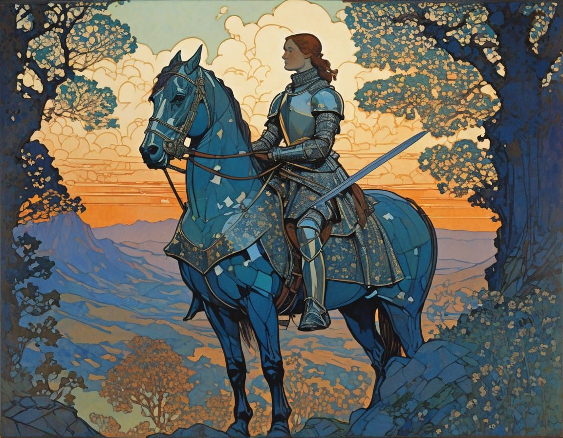 Knight in Armour with Shield and Sword, Evoking Fantasy Art