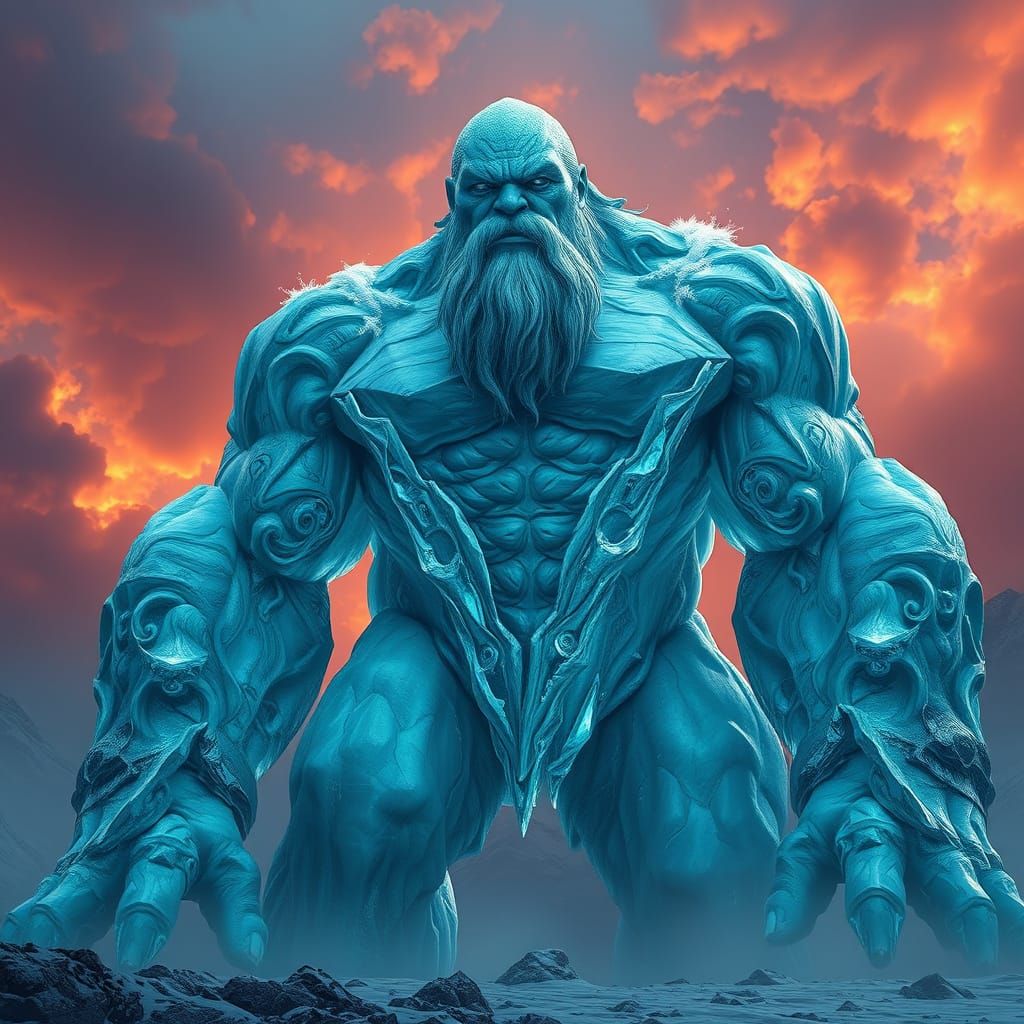 Norse Ice Giant in Majestic, Iridescent Form