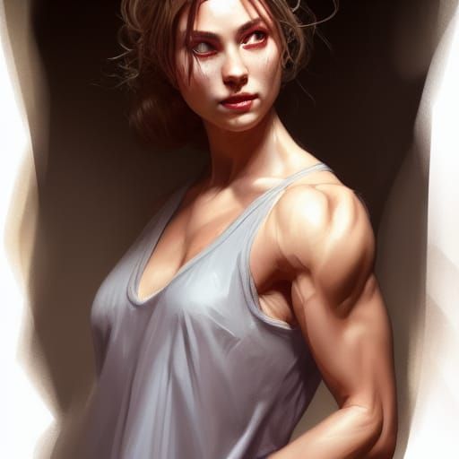 Hyperdetailed Portrait of a Muscular Girl