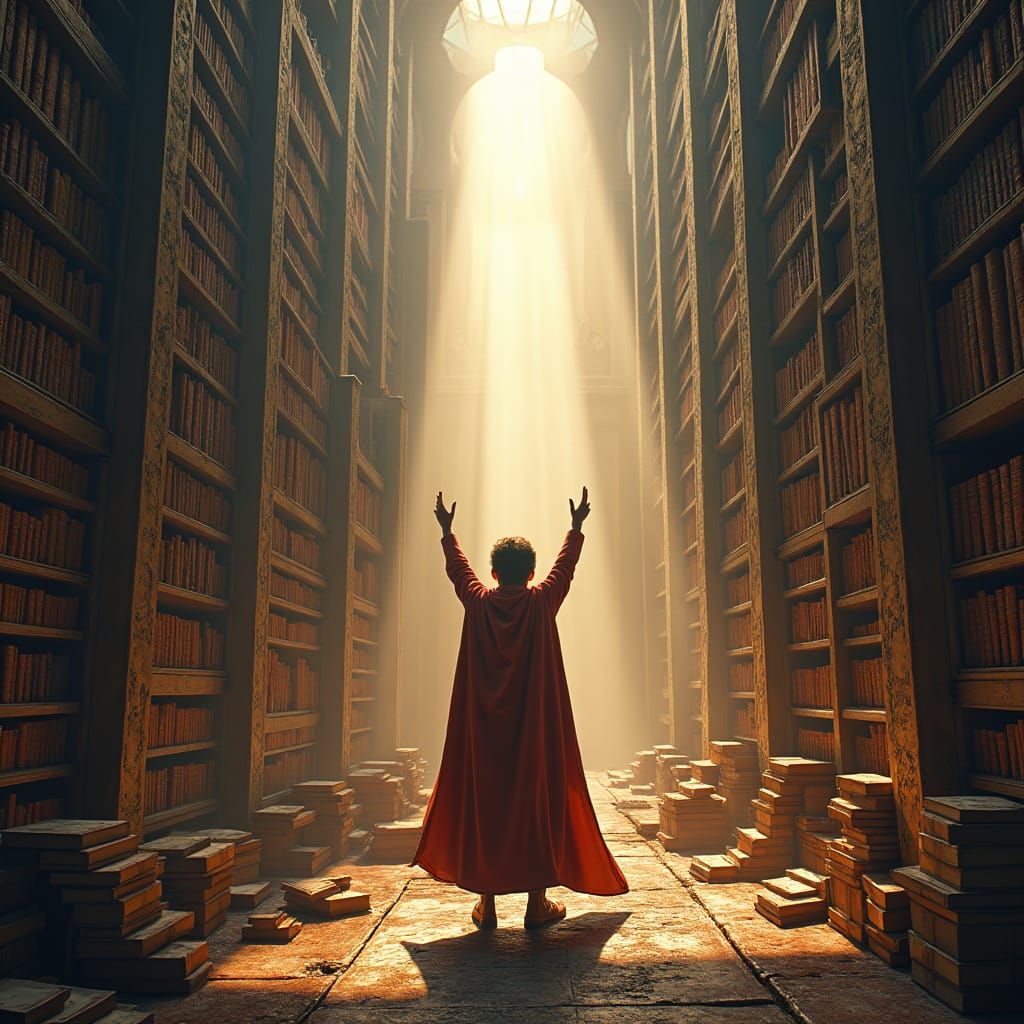 Heroic Figure in Ancient Library: Education and Hope