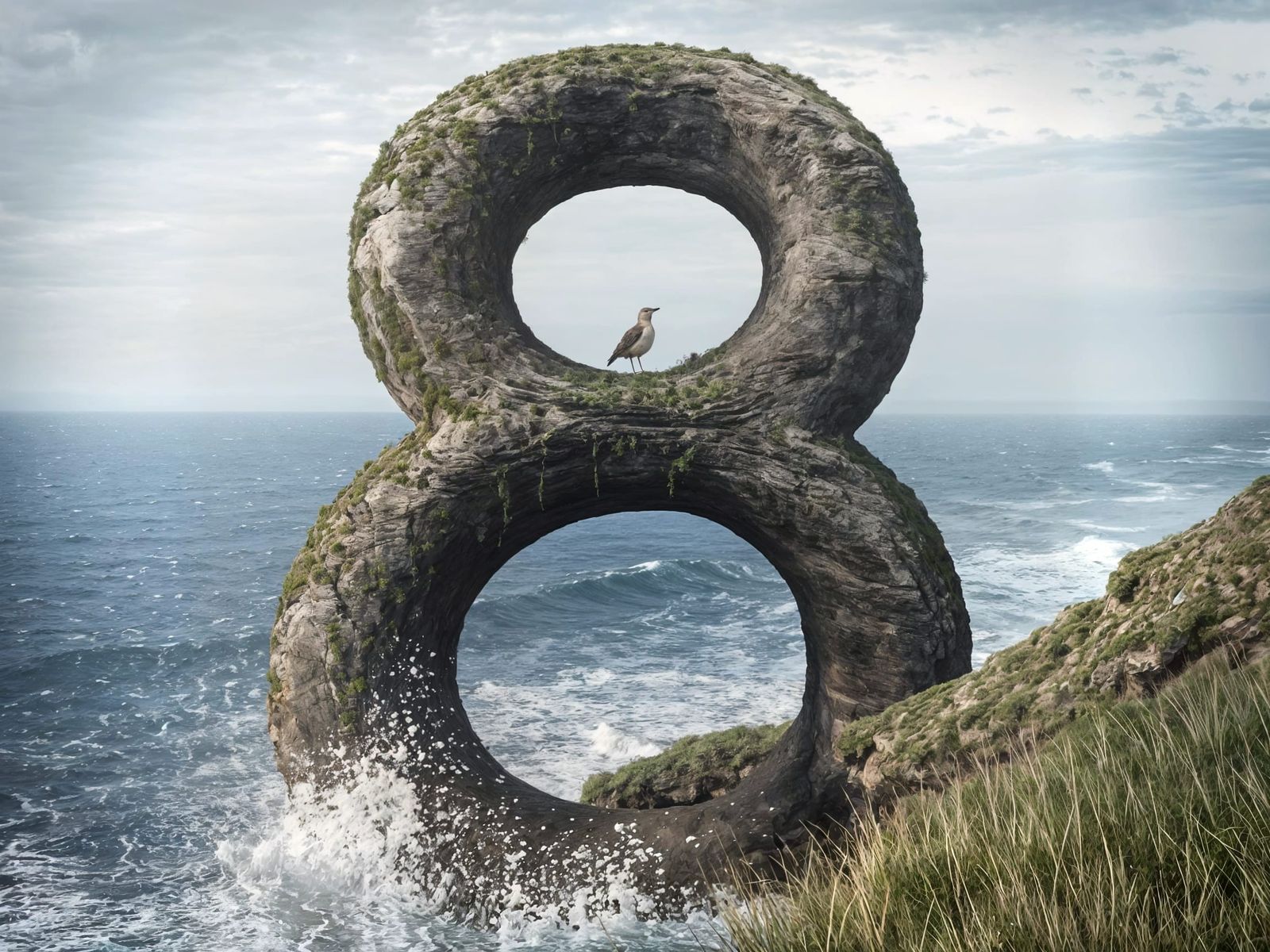 Surreal Number 8 Cliff Eroded into Ancient Landscape