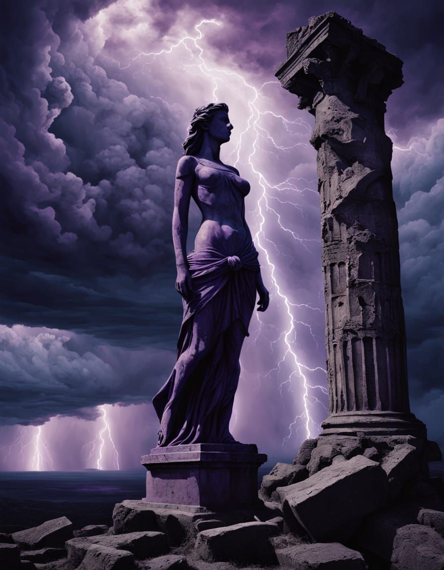 Surrealist Goddess Rises from Cosmic Whirlwind