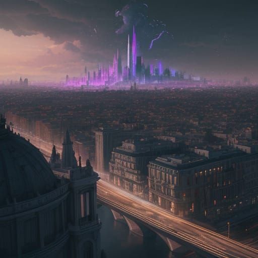 Heroic Cristiano Ronaldo in Vibrant Madrid Cityscape