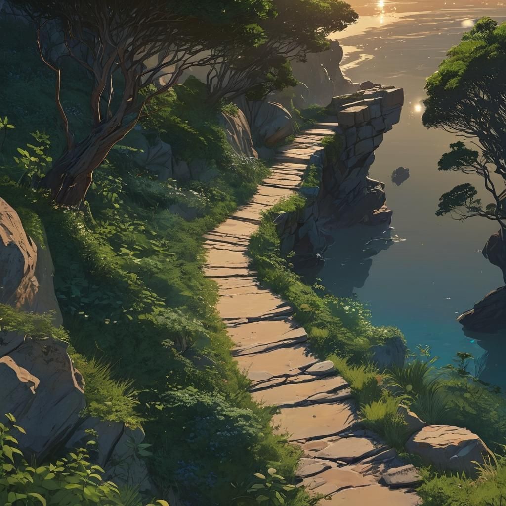 Midnight Beachside Cityscape Under a Starry Nebula Sky