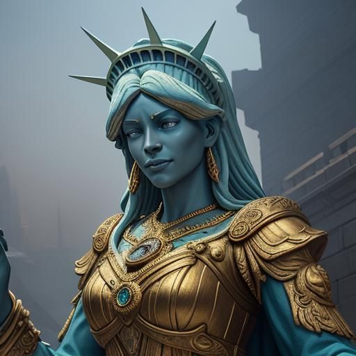 Statue of Liberty with Shades in Art Deco Style