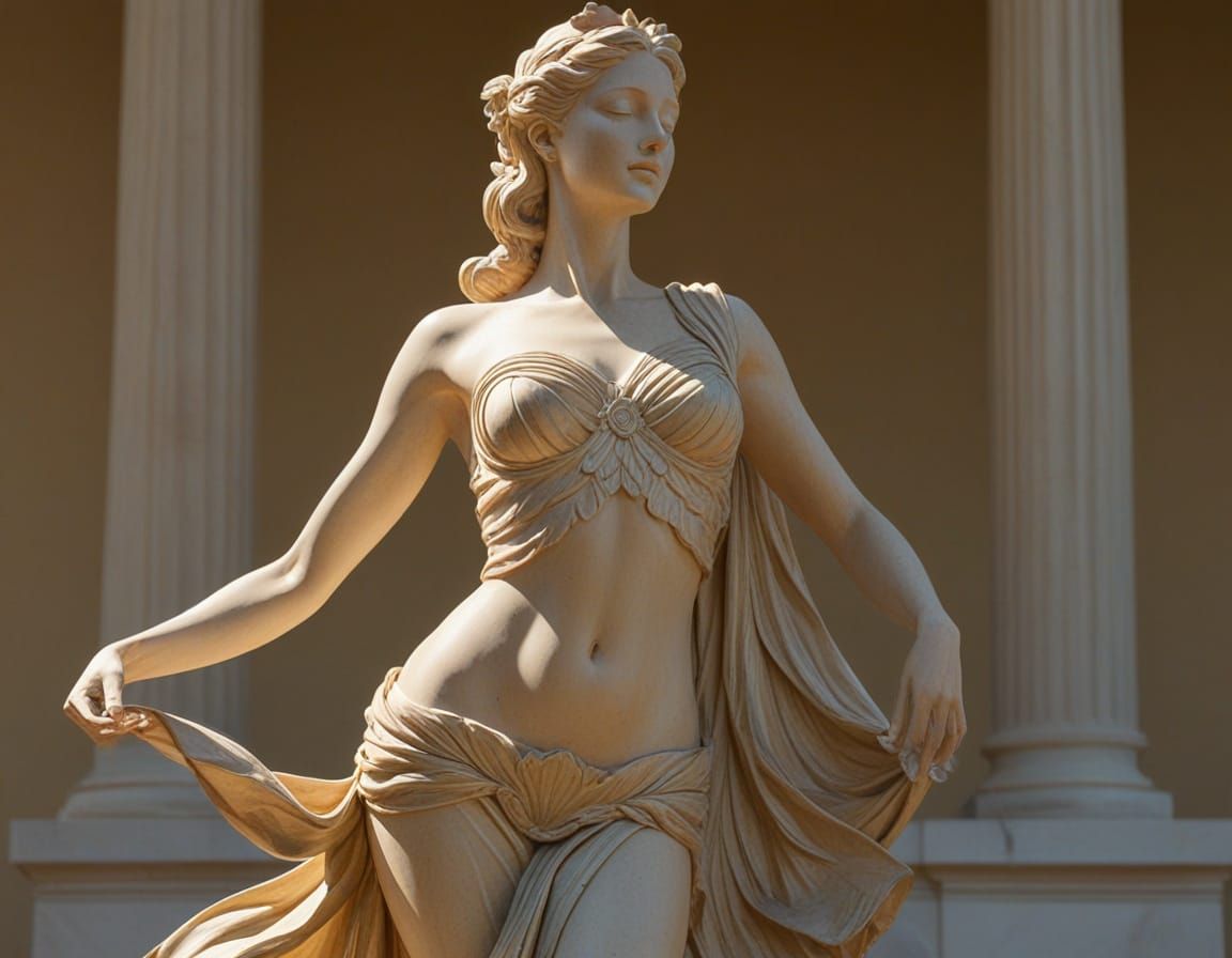 Goddess Emerges from Lotus in Neoclassical Style