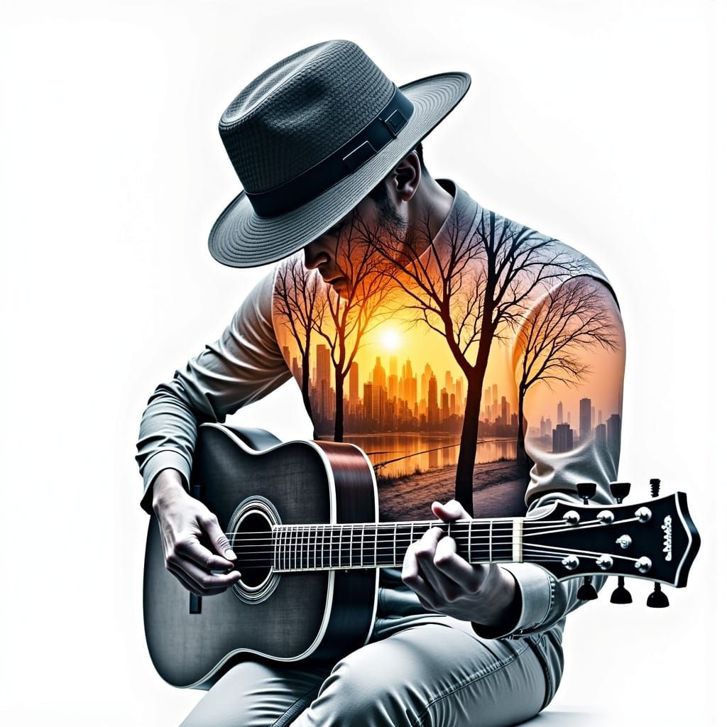 Bioluminescent Double Exposure: Cities, Forests, and Nature