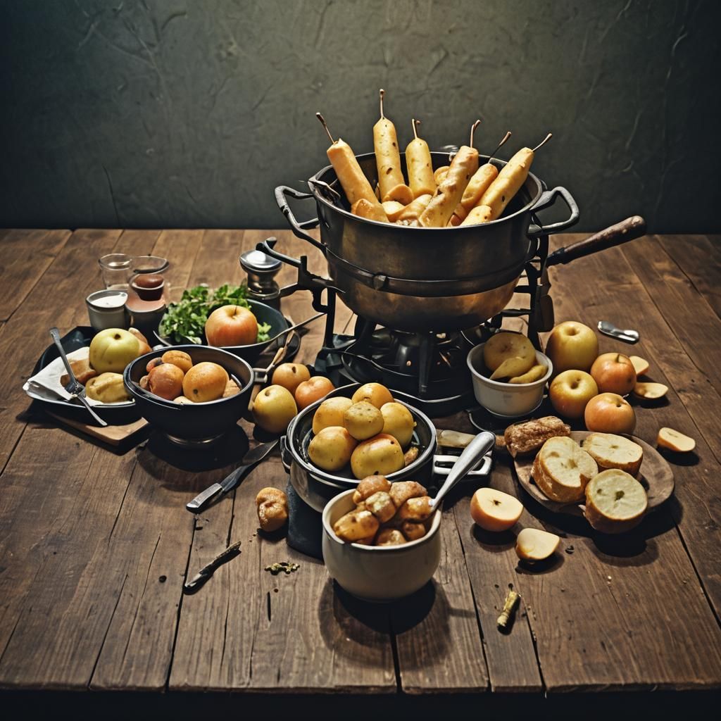 Potato Spring Rolls with Leek Fondue, Cinematic Still