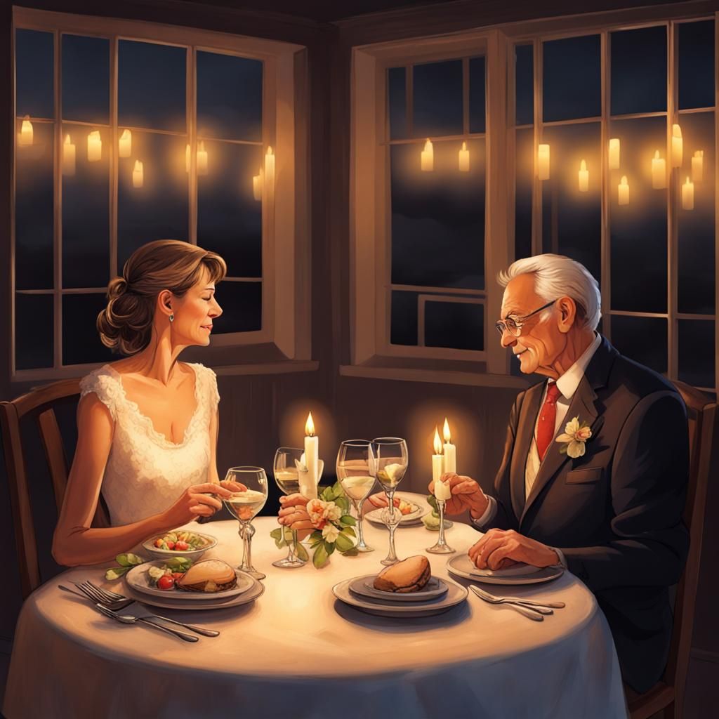 Romantic Candlelit Dinner Celebrating Long Marriage