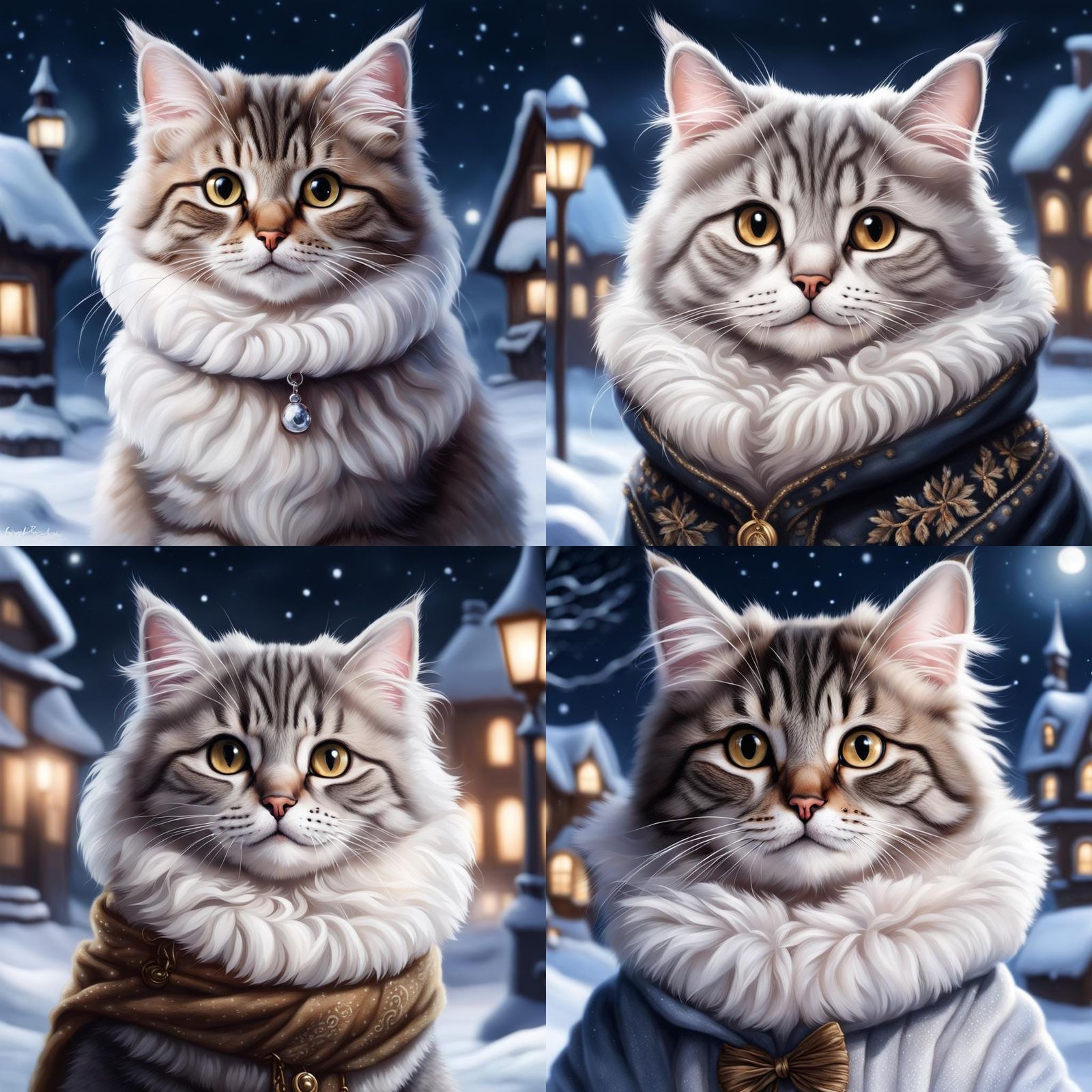 Cute Winter Cat in Magic Winterland: Hyperrealism