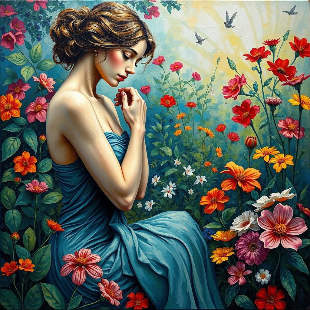 Whimsical Gardener in Neo-Impressionist Expressionist Style