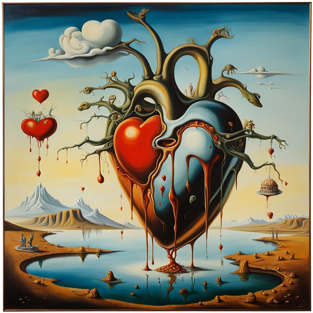 Surreal Melting Heart in Salvador Dali Style