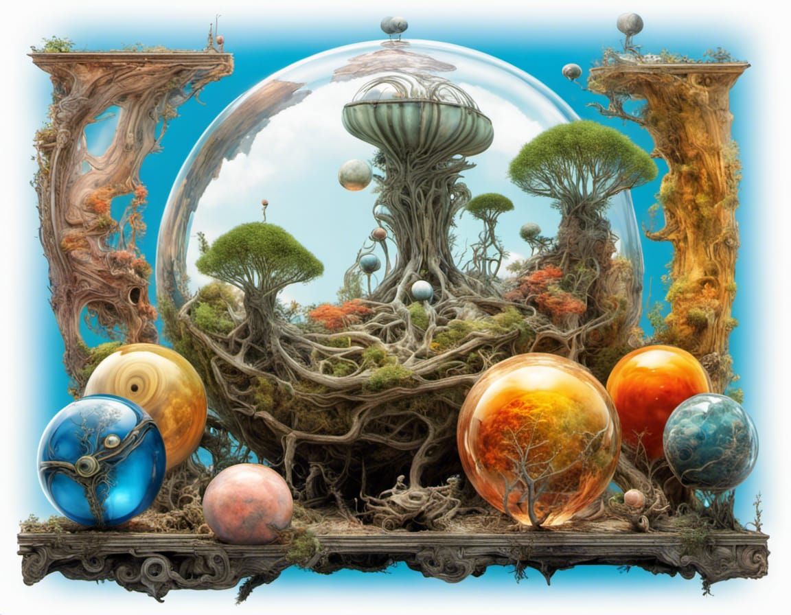 Surreal Alien Planets in Glass Globes
