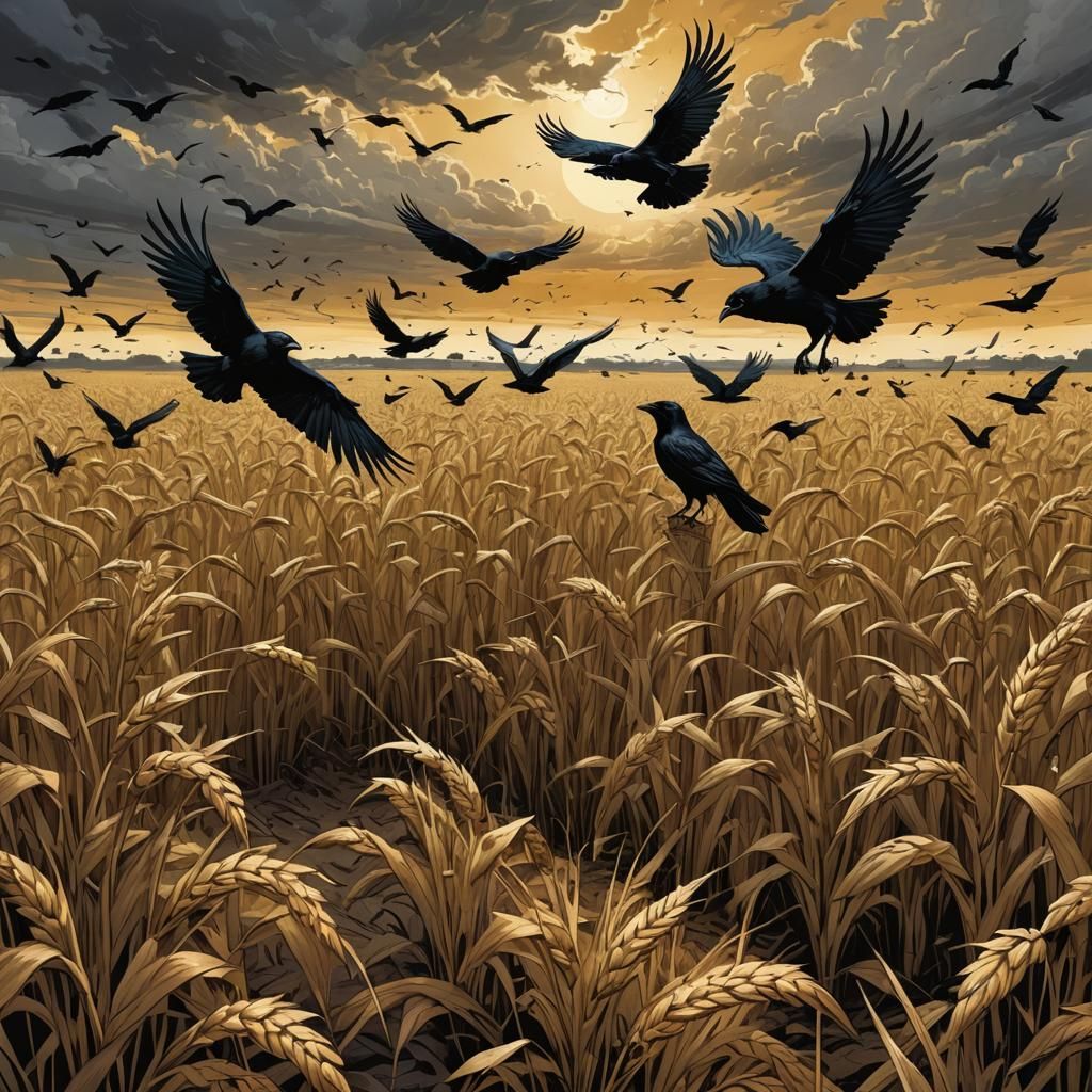 Apocalyptic Wheatfield with Crows: Comic Book Art
