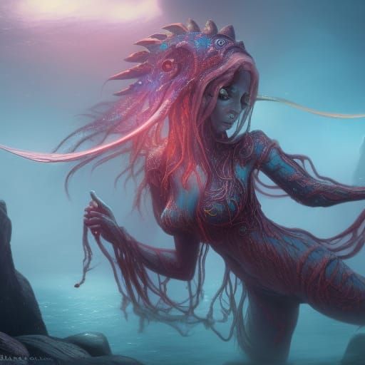 Deep Sea Elf Humanoid Fantasy Concept Art