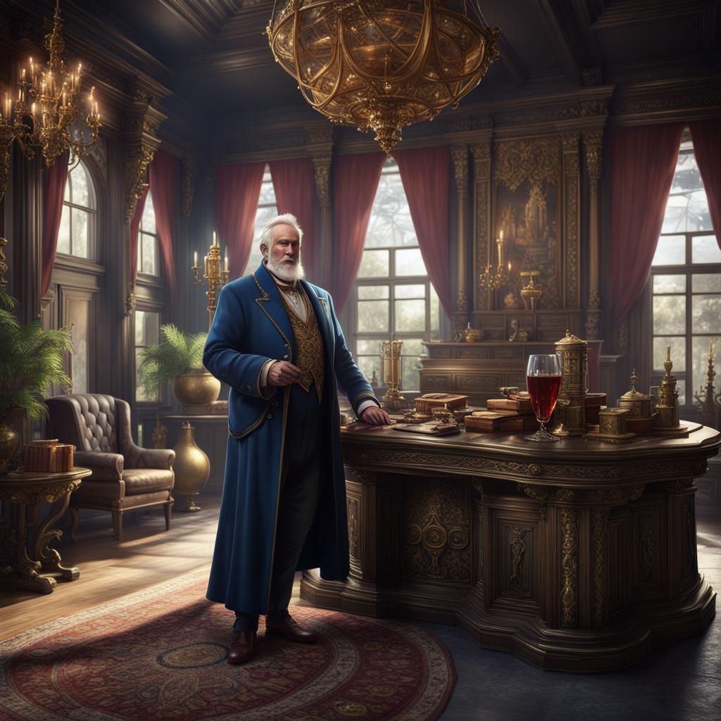 Opulent Fantasy Merchant Lord in Detailed Matte Painting