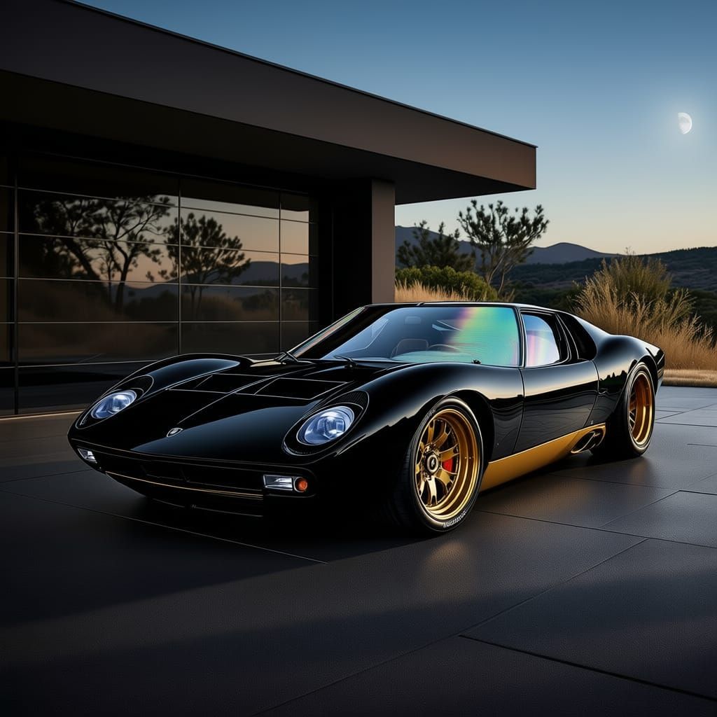 Customized Black Lamborghini Miura with Gold Accents