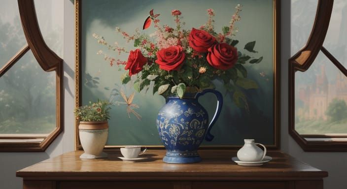 Surrealistic Butterfly Portrait in the Style of Impressionis...