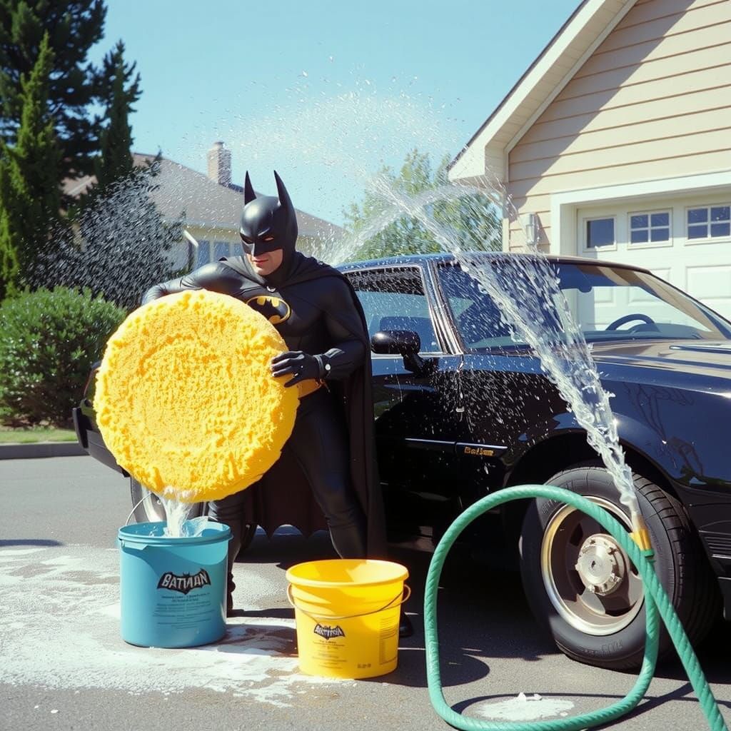 Batman in a Humorous Summer Cleaning Scene
