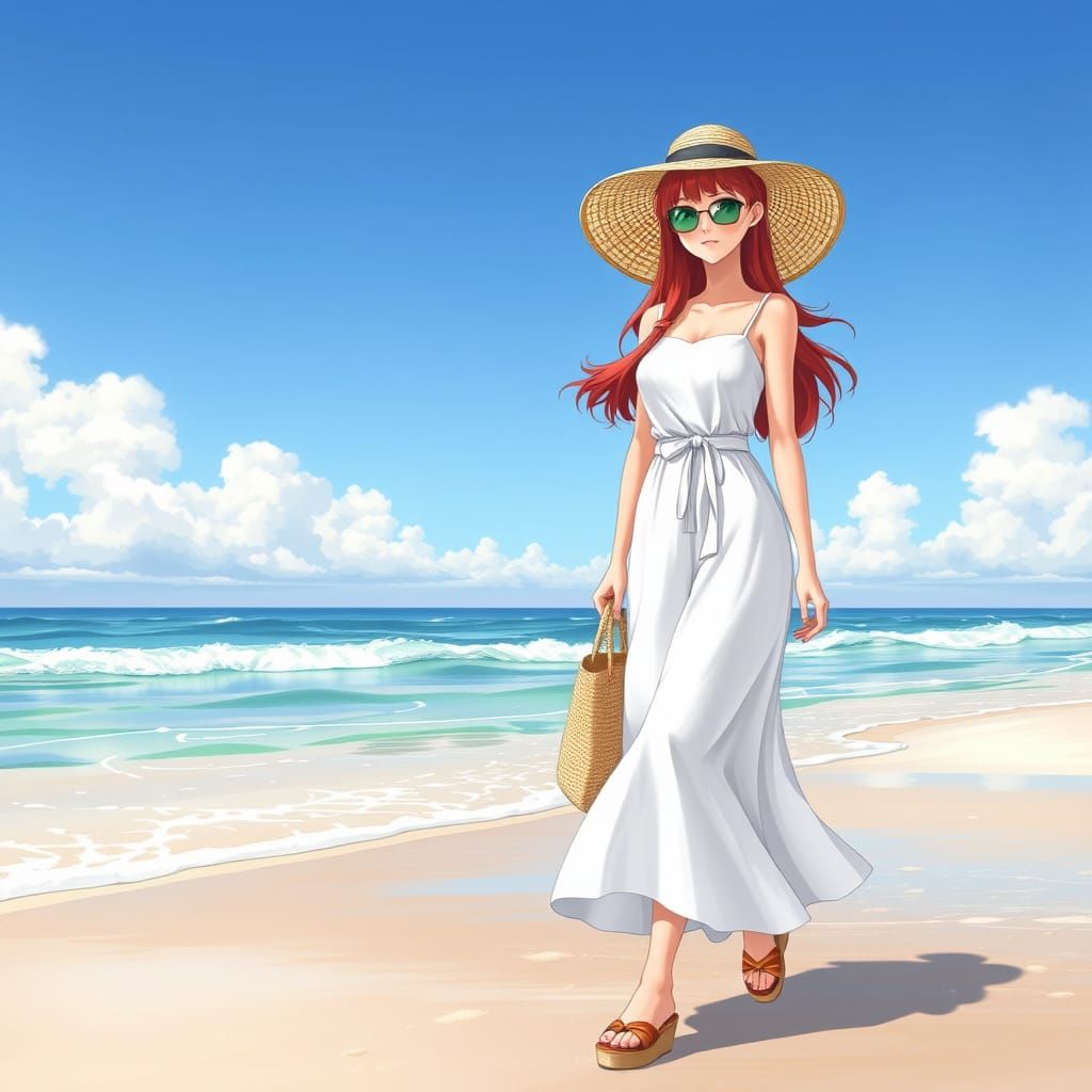 Japanese Beach Goddess in Summer Attire