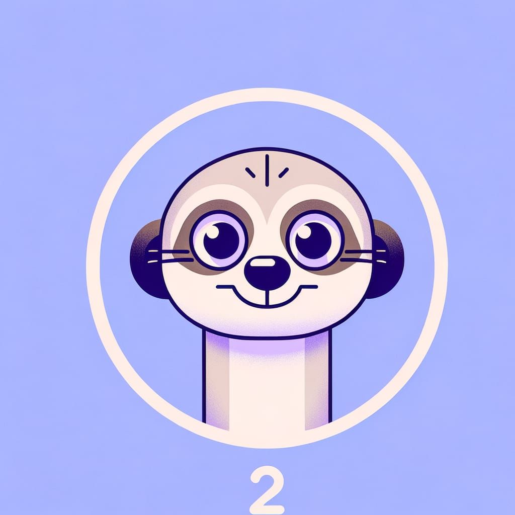 Cartoon Meerkat on Periwinkle with Number Two