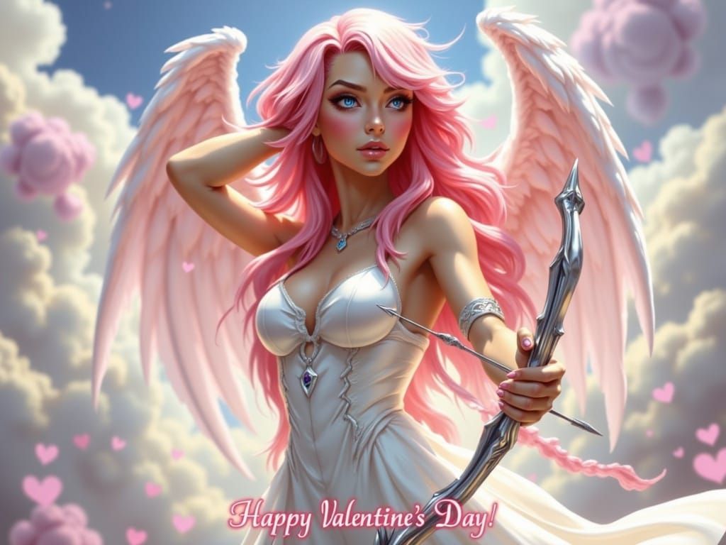 Angel of Love in a Whimsical Valentine's Day Scene