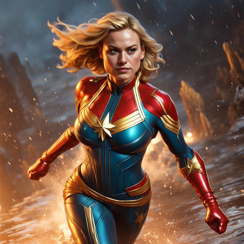 Captain Marvel in Battle: Dark Fantasy Concept Art