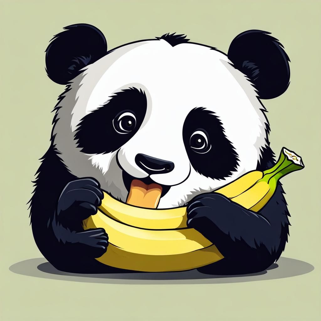 Cute Panda Eating a Banana