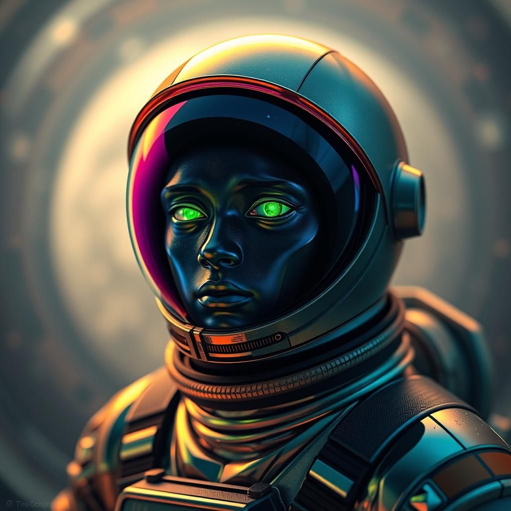 Astronaut with Kaleidoscopic Eyes in Sci-Fi Style
