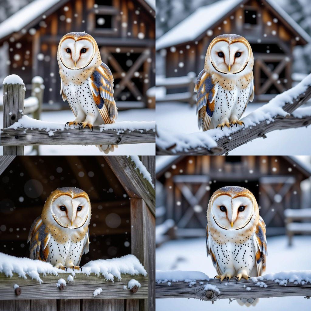 Snow Covered Barn Owl in Natural Light