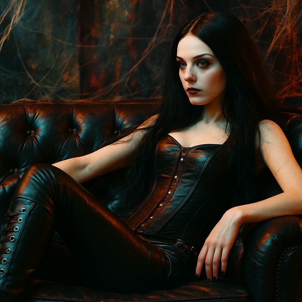 Gothic Woman in Cobweb Room: Hyperrealistic Image