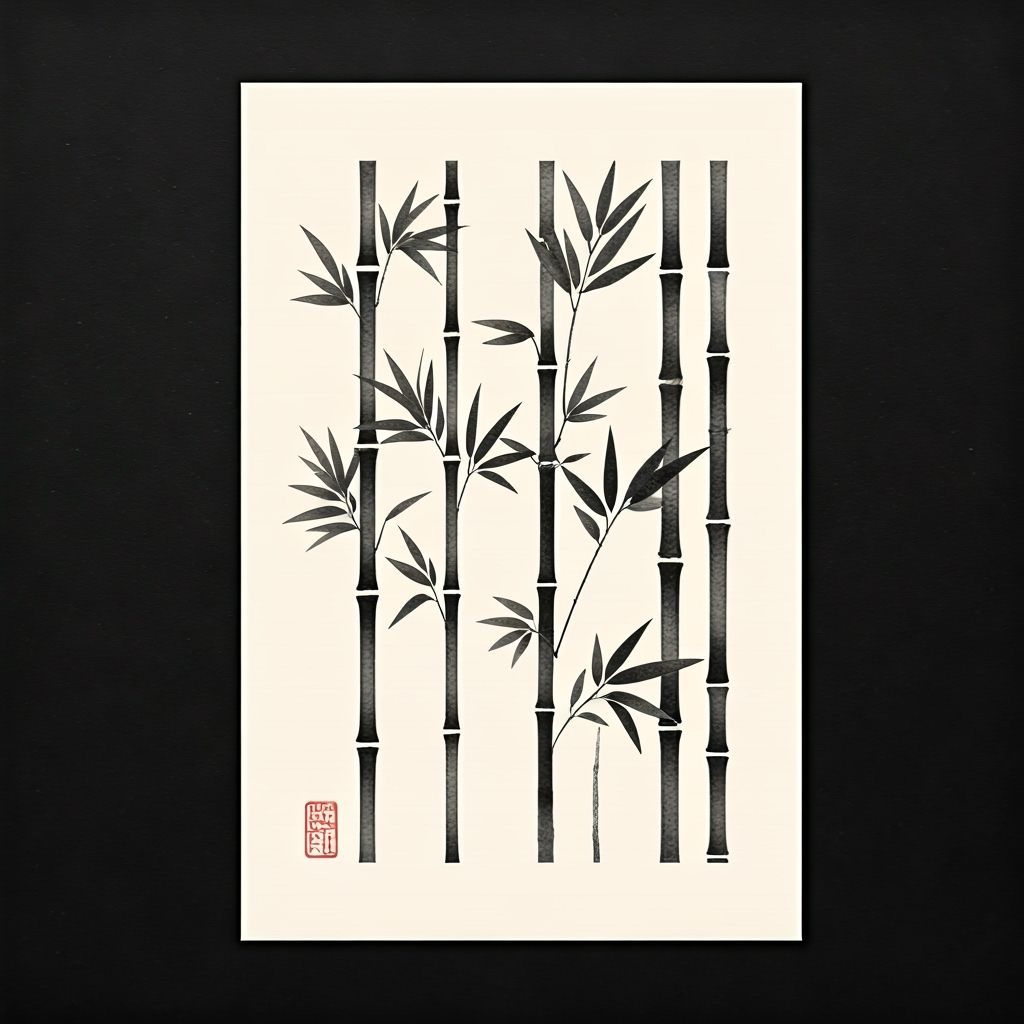 Modern Minimalist Bamboo Tattoo Designs in Japanese Style