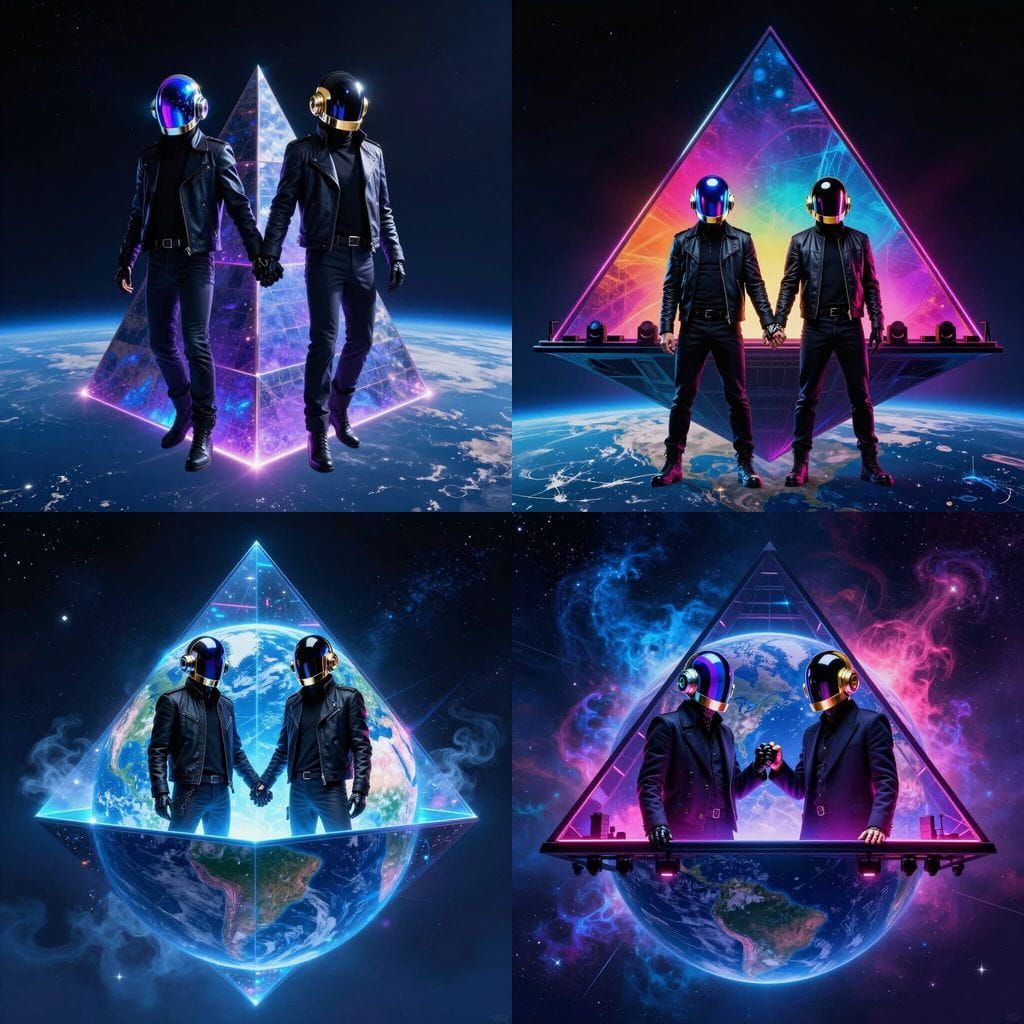 Daft Punk Performance Above Earth in Pyramid