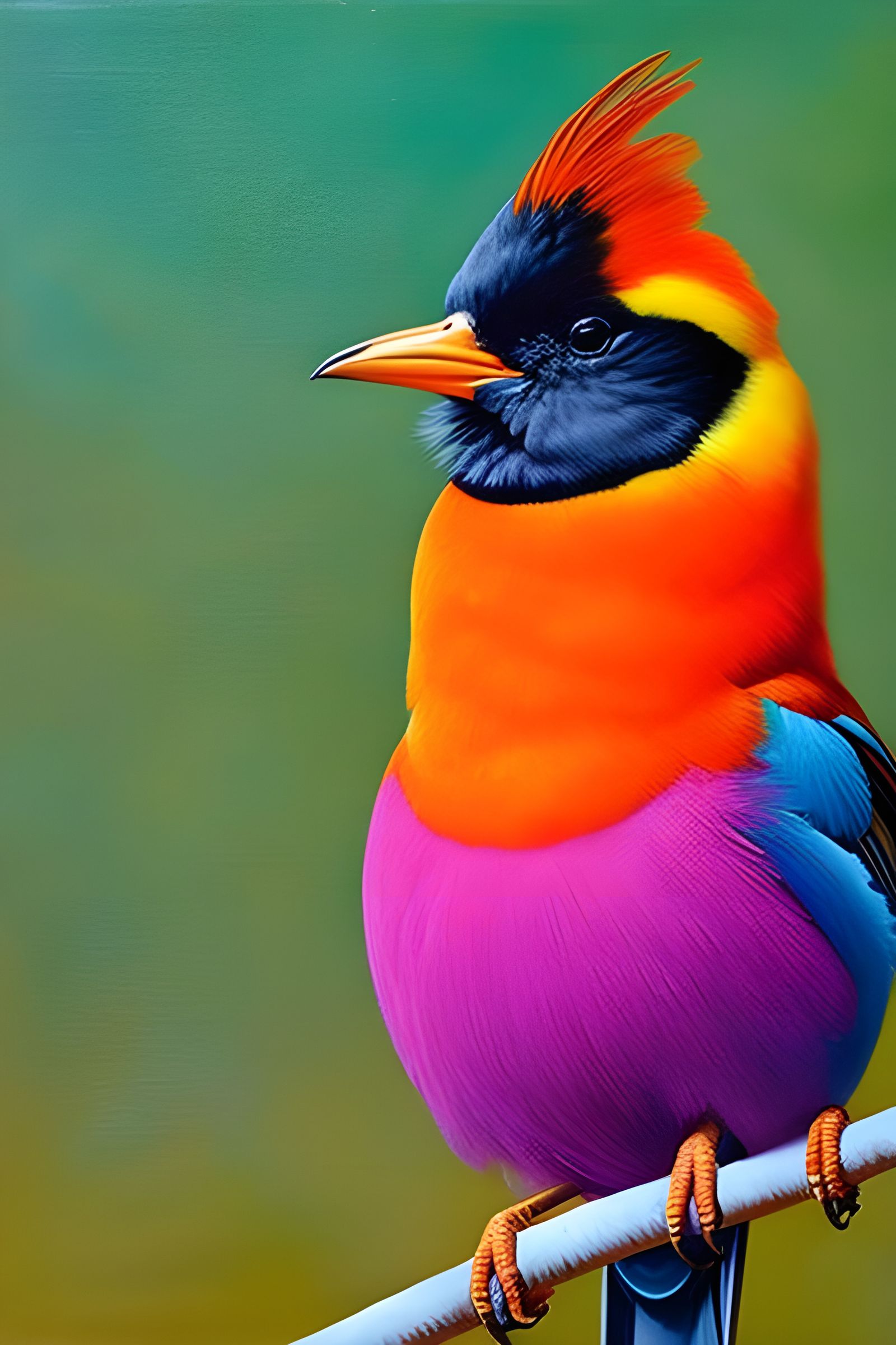 Whimsical Bird Portrait in Oil Paint Style