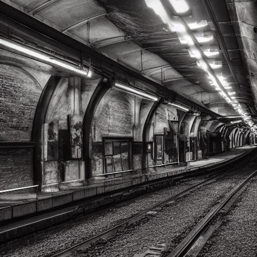 Gritty Paris Metro Tunnel at Night