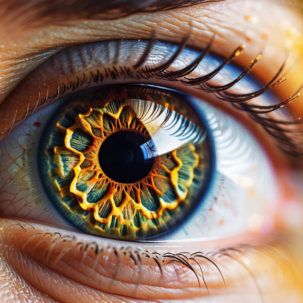 Hyperrealistic Macro Eye with Golden Lighting