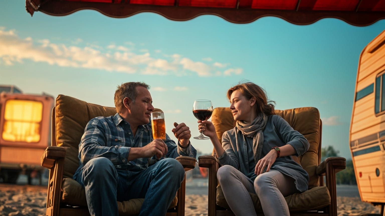 Caravan Sunset: A Cinematic Film Still